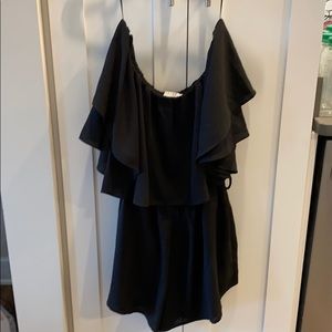 Strapless off the shoulder black  romper